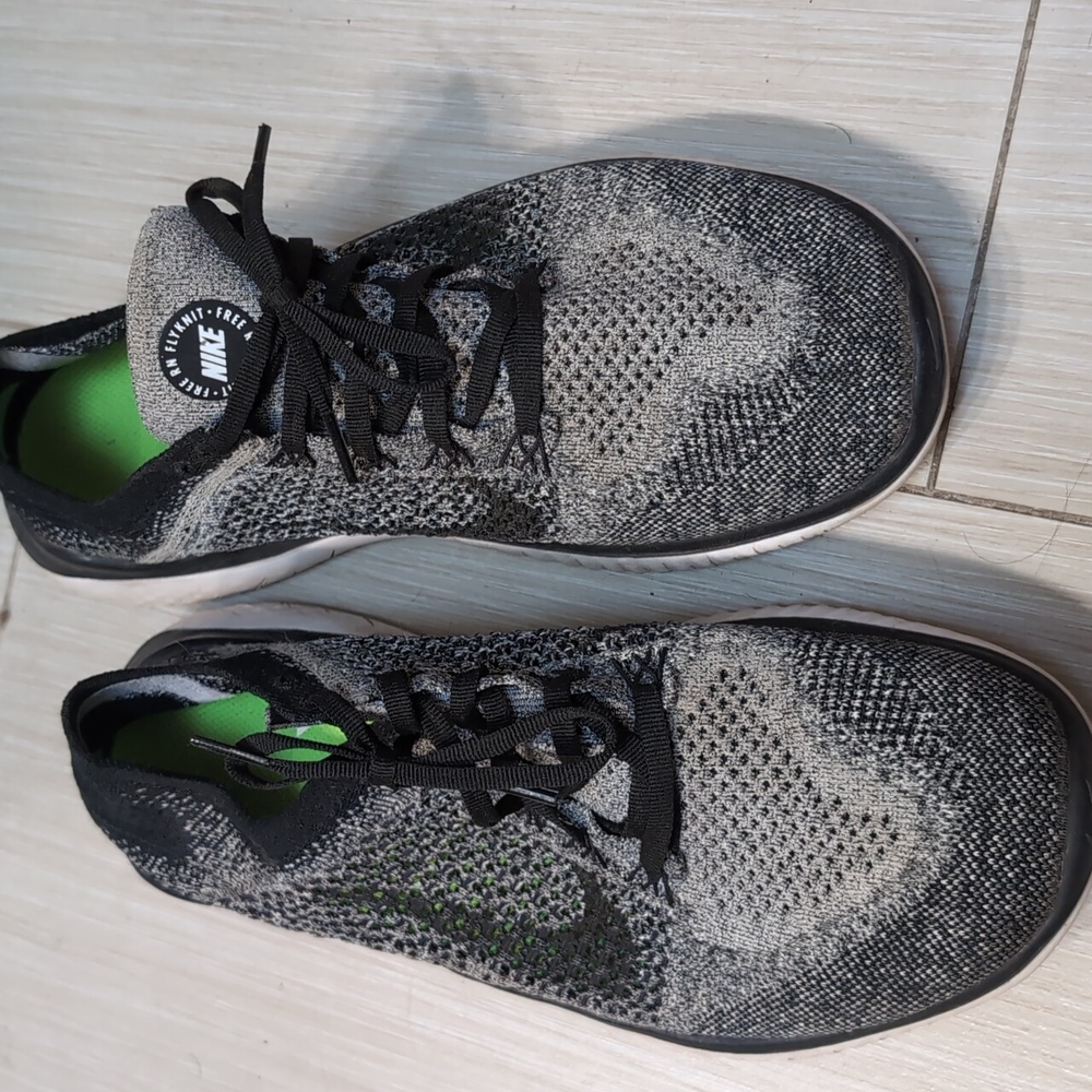 Nike Free Rn Flyknit Running Shoes Black, Gray, Green - Picture 3 of 5